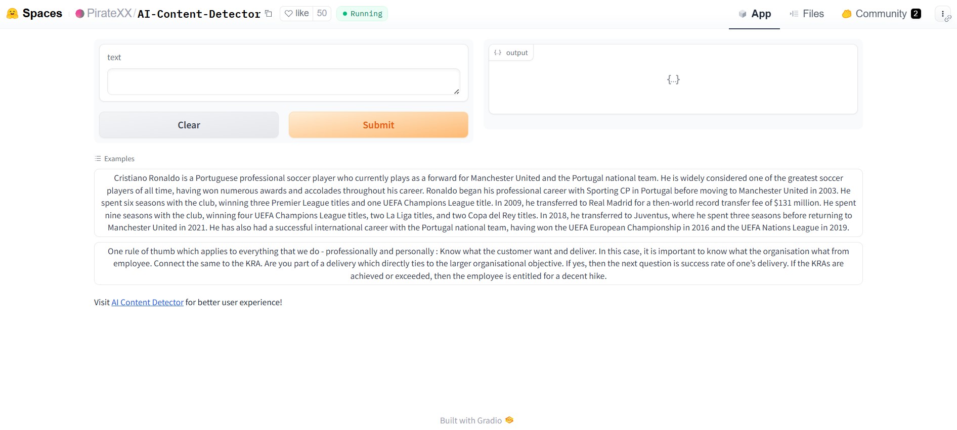 huggingface AI Content Checker Tool